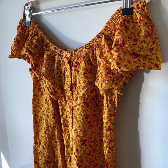 Yellow Off the Shoulder Dress - Picture 1 of 5